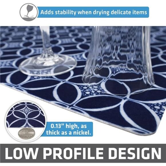Dish Drying Mat,Oversized (19”x24”),Low-Profile,Super Absorbent,Quick Dry Fabric - Picture 4 of 7